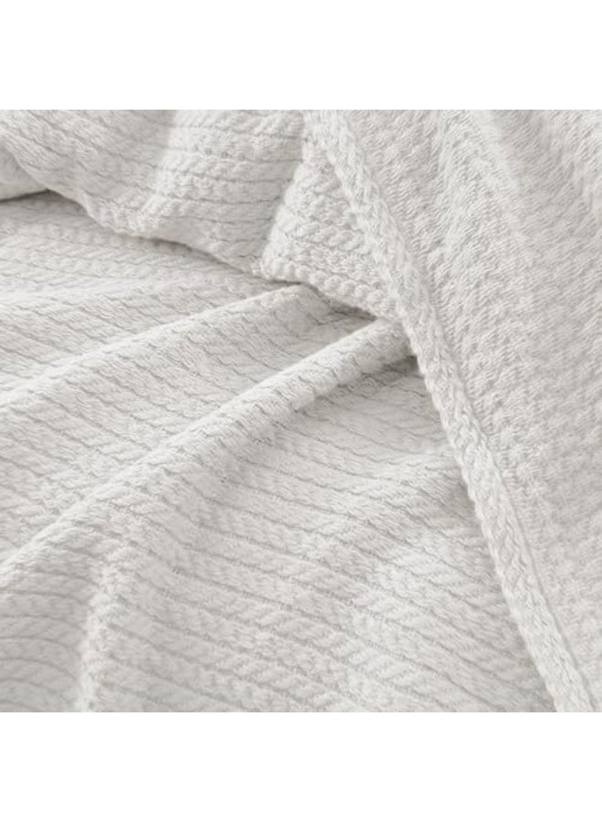 Relax Premium Egyptian Cotton Orchid Throw Blanket Ultra Soft And Lightweight With Elegant Woven Design King Size 255 × 225 cm Perfect For Bed Sofa And Couch Off -White Color - Image 2